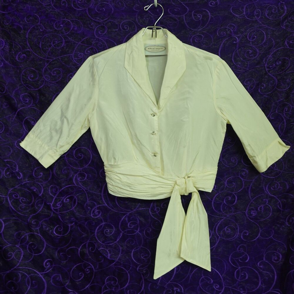 Alfred Angelo Womens Small Ivory Satin Short Shirt Blouse READ Pirate Costume